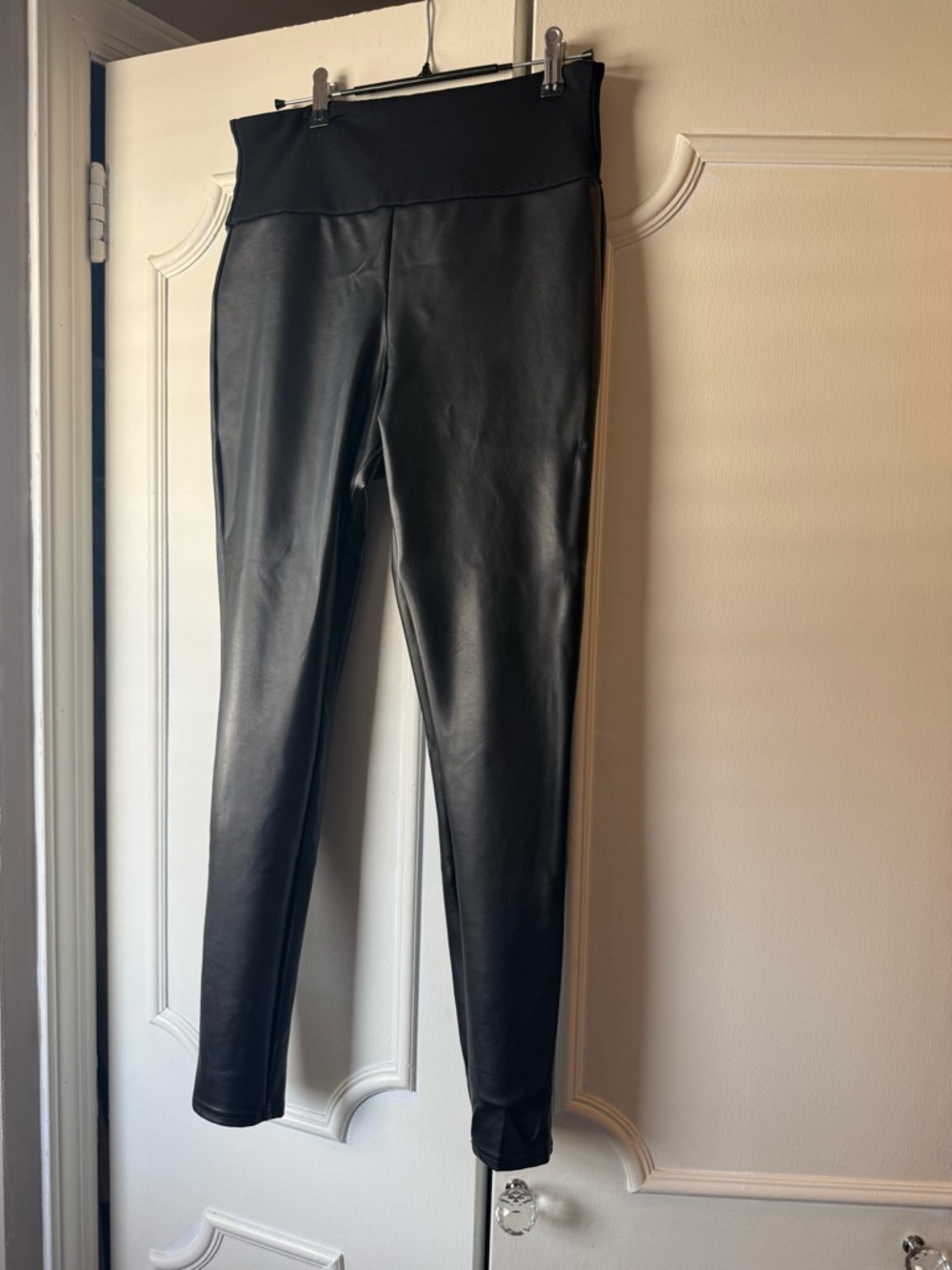 ASSETS Navy Faux Leather Trim Pant